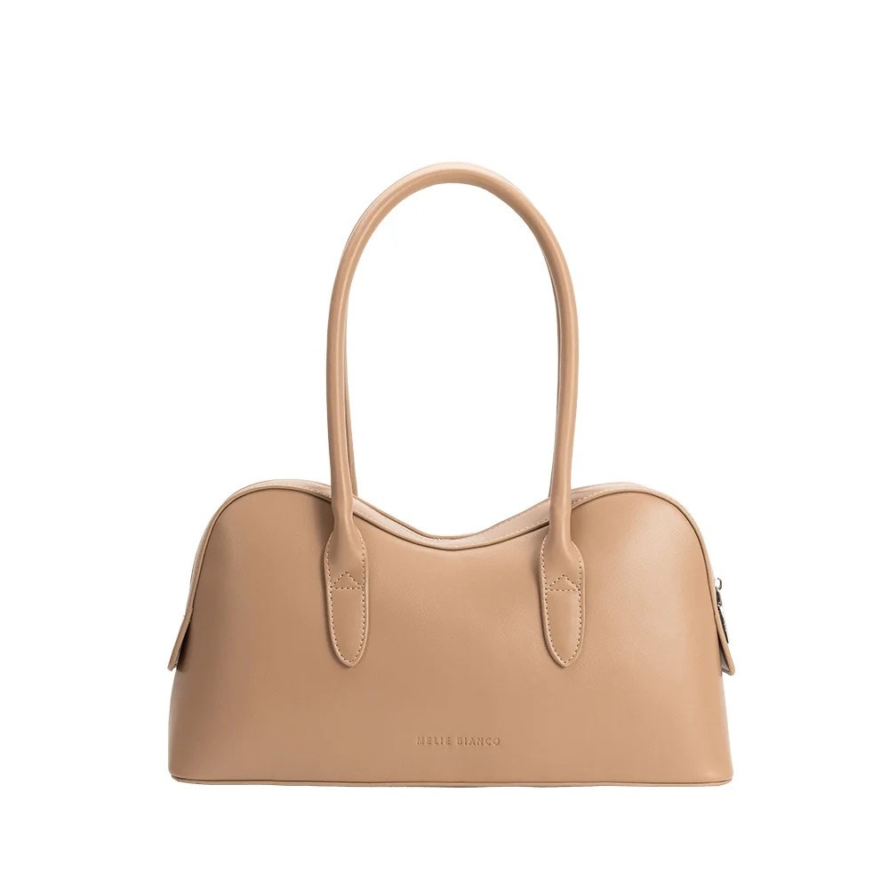 Melie Bianco Tilda Vegan Leather Shoulder Bag Beige Tan Minimalist Old Money